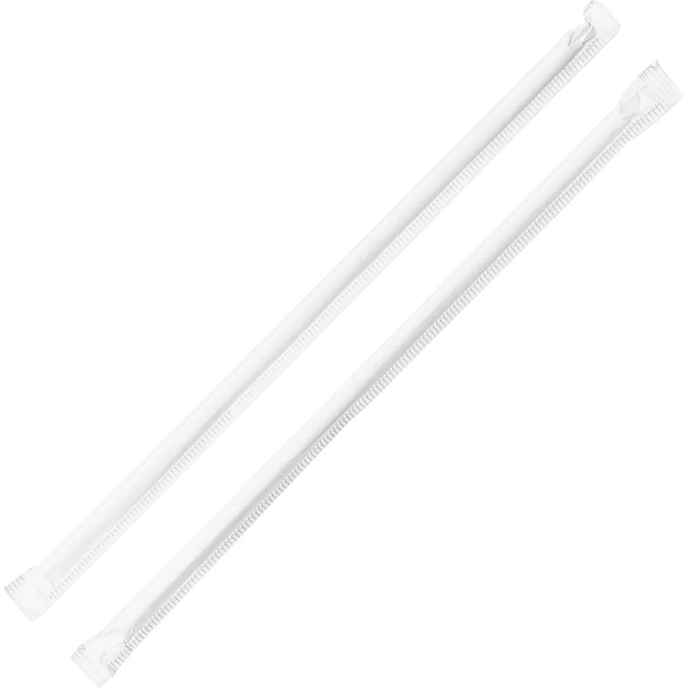 Genuine Joe Jumbo Translucent Straight Straws - 7.8" Length - 500 / Box - Clear. Picture 1