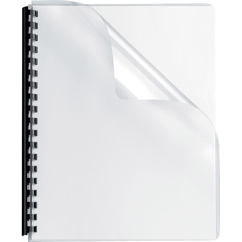 Fellowes Crystals Clear Oversize PVC Covers - 11.3" Height x 8.8" Width x 0" Depth - 8 3/4" x 11 1/4" Sheet - Rectangular - Clear - PVC Plastic - 100 / Pack. The main picture.