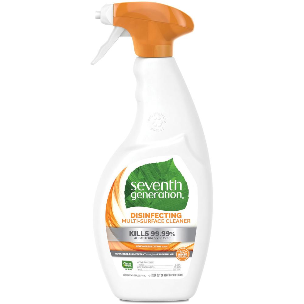 Seventh Generation Disinfecting Multi-Surface Cleaner - Spray - 26 oz (1.62 lb) - Lemongrass Citrus Scent - 1 Each. The main picture.