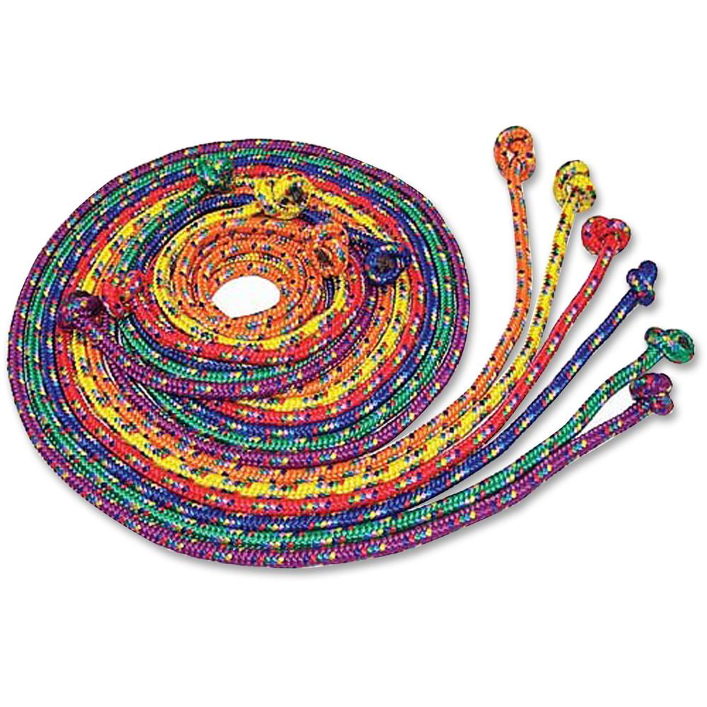 Champion Sports CR Series 8' Jump Ropes - 96" Length - Braided - Assorted, Yellow, Orange, Red, Purple, Green - Nylon. Picture 1