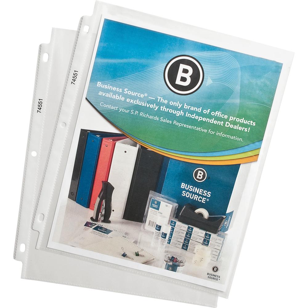 Business Source Top-Loading Poly Sheet Protectors - 11" Height x 9" Width - 1.9 mil Thickness - For Letter 8 1/2" x 11" Sheet - Ring Binder - Rectangular - Clear - Polypropylene - 100 / Box. The main picture.