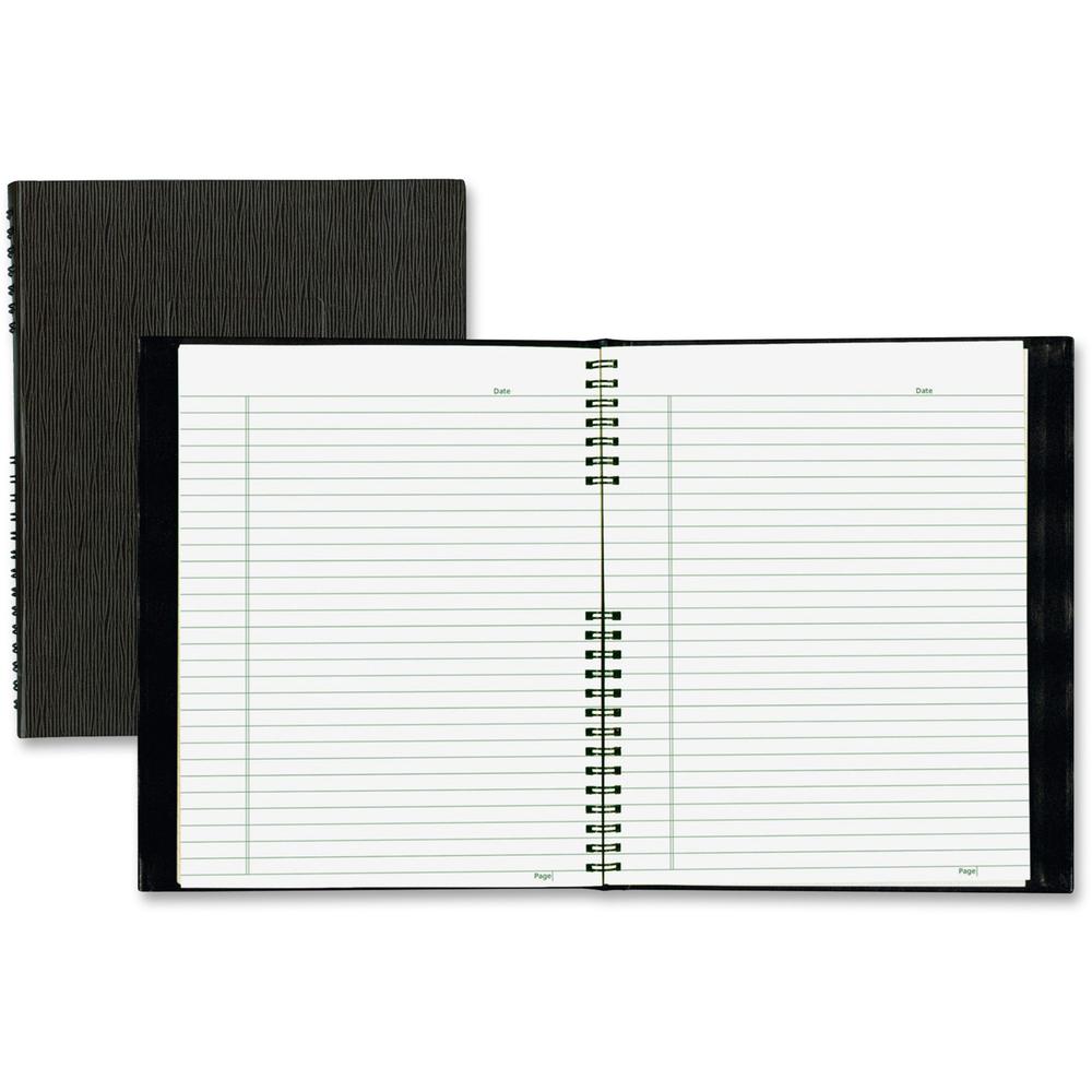 Blueline NotePro Hard Romanel Cover Notebook - Letter - 200 Sheets - Twin Wirebound - Ruled - 8 1/2" x 11" - Black Cover - Pocket, Hard Cover, Index Sheet, Micro Perforated, Self-adhesive Tab - Recycl. Picture 1