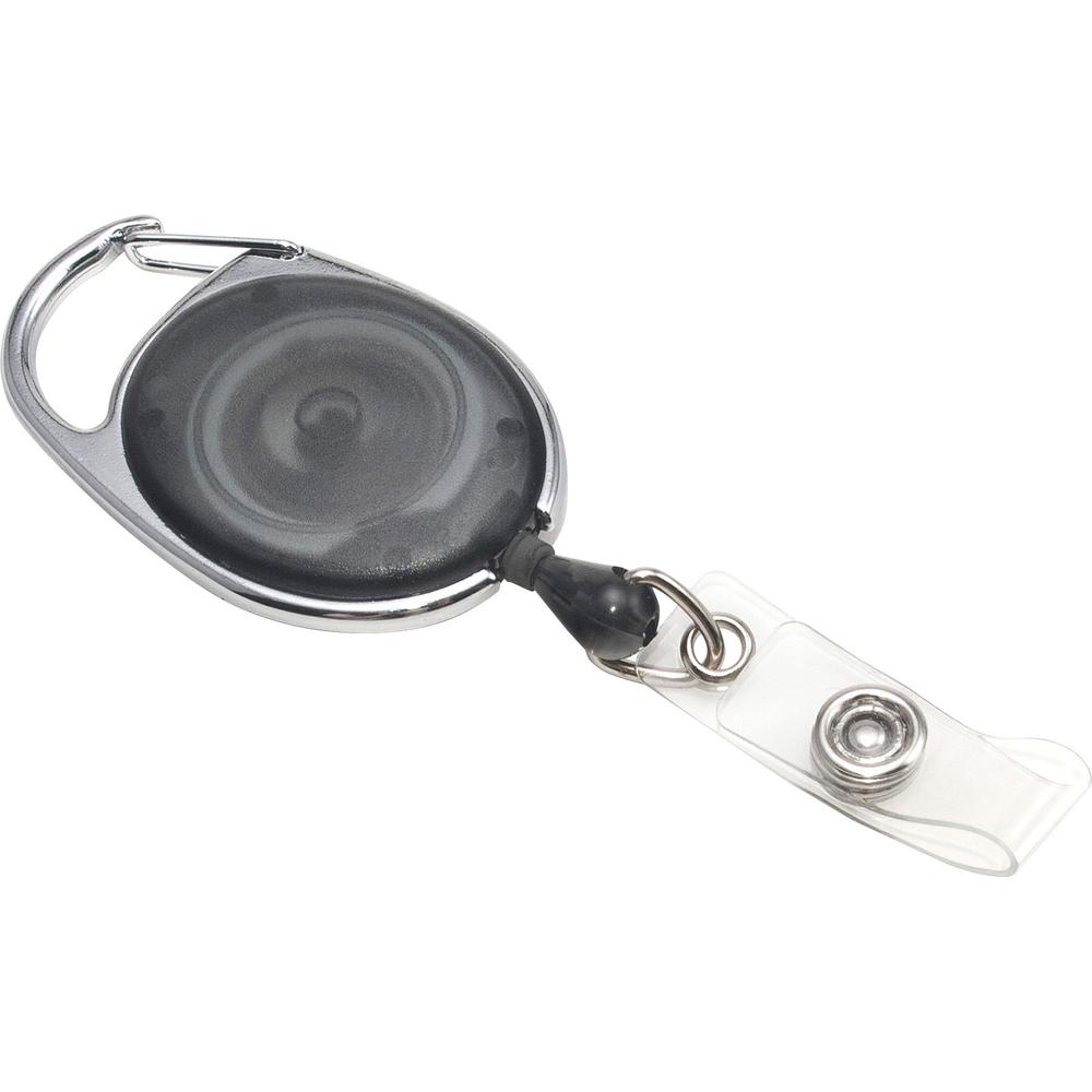 Advantus Retractable Carabiner-Style ID Reel - Extendable, Retractable - 12 / Pack - Smoke. Picture 1