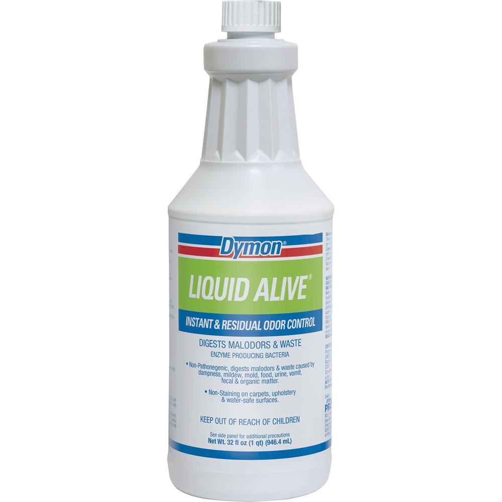 Dymon Liquid Alive Instant Odor Digester - For Multipurpose - 32 fl oz (1 quart)Bottle - 1 Each - Non-toxic - White. Picture 1