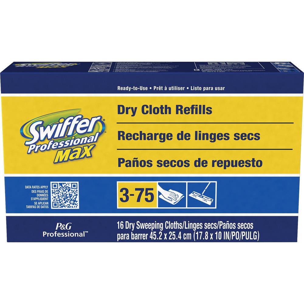 Swiffer Max Dry Cloth Refills - 17.9" Width x 10" Depth - Cloth - White - 16 / Box. Picture 1