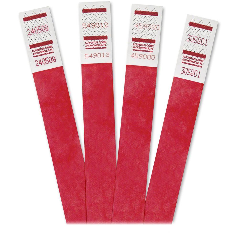 Advantus 500-Pack Tyvek Colored Wrist Bands - 3/4" x 9 3/4" Length - Rectangle - Red - Tyvek - 500 / Pack. Picture 1