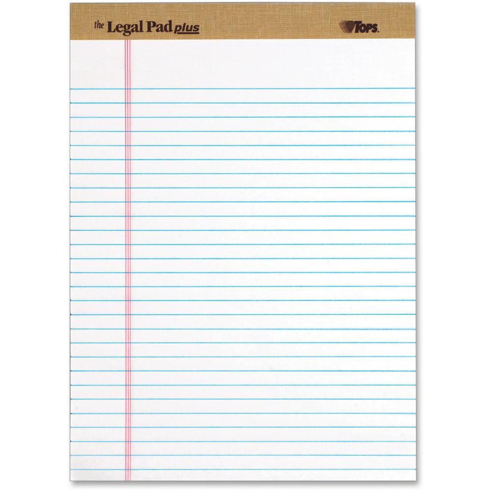 Tops The Legal Pad 71533 Notepad - 50 Sheets - Letter - 8 1/2" x 11" - White Paper - Perforated - 1 Dozen. Picture 1