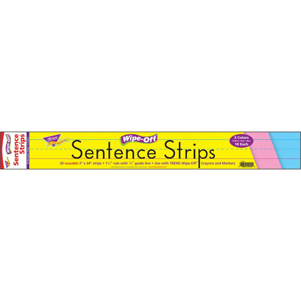 Trend 24" Multicolor Wipe-Off Sentence Strips - Theme/Subject: Learning - Skill Learning: Writing, Spelling, Word, Stories - 1 / Pack. Picture 1