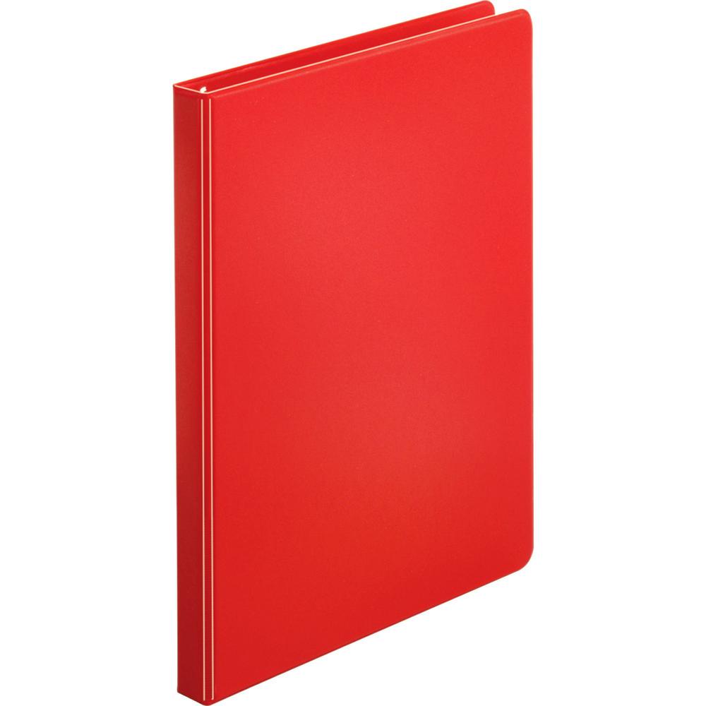 Business Source Basic Round Ring Binders - 1/2" Binder Capacity - Letter - 8 1/2" x 11" Sheet Size - Round Ring Fastener(s) - Vinyl - Red - 8.96 oz - 1 Each. The main picture.