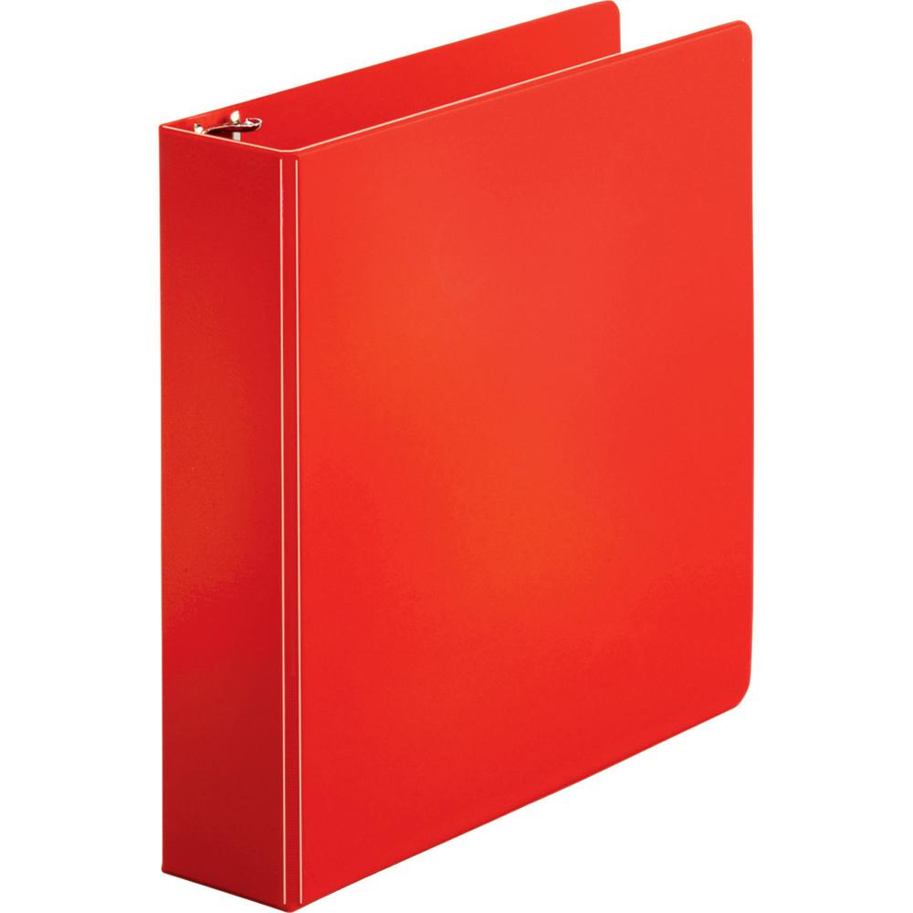 Business Source Basic Round Ring Binders - 2" Binder Capacity - Letter - 8 1/2" x 11" Sheet Size - Round Ring Fastener(s) - Vinyl - Red - 1.52 lb - 1 Each. The main picture.
