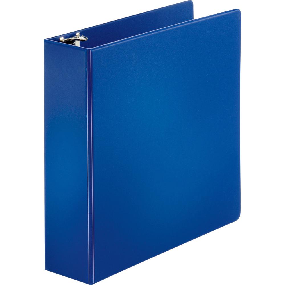 Business Source Basic Round Ring Binders - 3" Binder Capacity - Letter - 8 1/2" x 11" Sheet Size - Round Ring Fastener(s) - Vinyl - Dark Blue - 1.68 lb - 1 Each. Picture 1