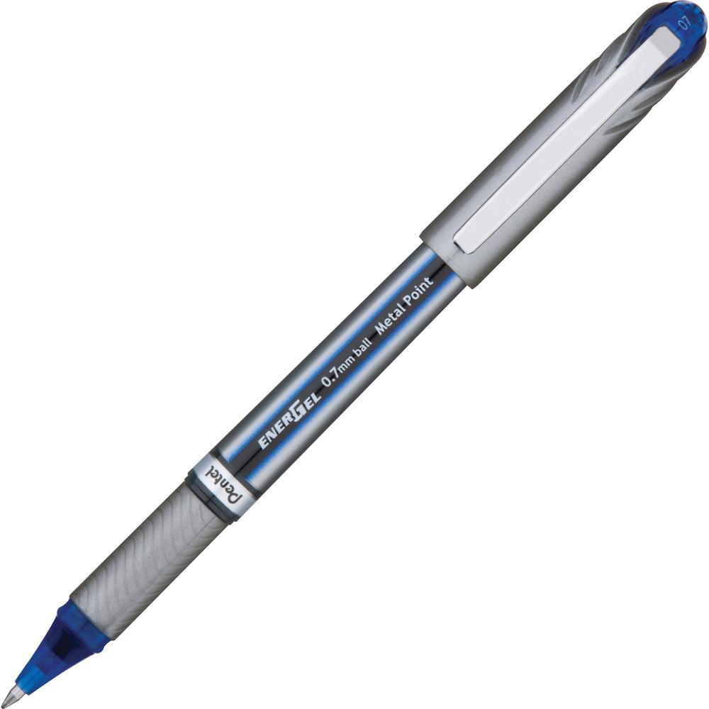 EnerGel EnerGel NV Liquid Gel Pens - Medium Pen Point - 0.7 mm Pen Point Size - Blue Gel-based Ink - Gray Barrel - Metal Tip - 1 Dozen. Picture 1