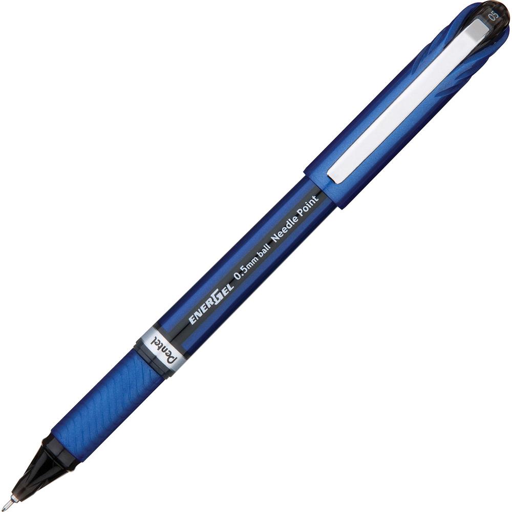 EnerGel EnerGel NV Liquid Gel Pens - Fine Pen Point - 0.5 mm Pen Point Size - Needle Pen Point Style - Black Gel-based Ink - Blue Barrel - Metal Tip - 1 Dozen. Picture 1