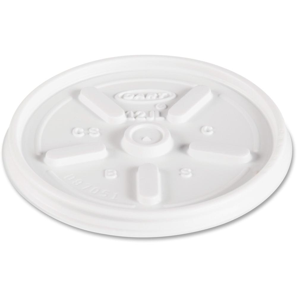 Dart Vented Hot Cup Drinking Lids - Round - Foam, Plastic - 1000 / Carton - White. Picture 1