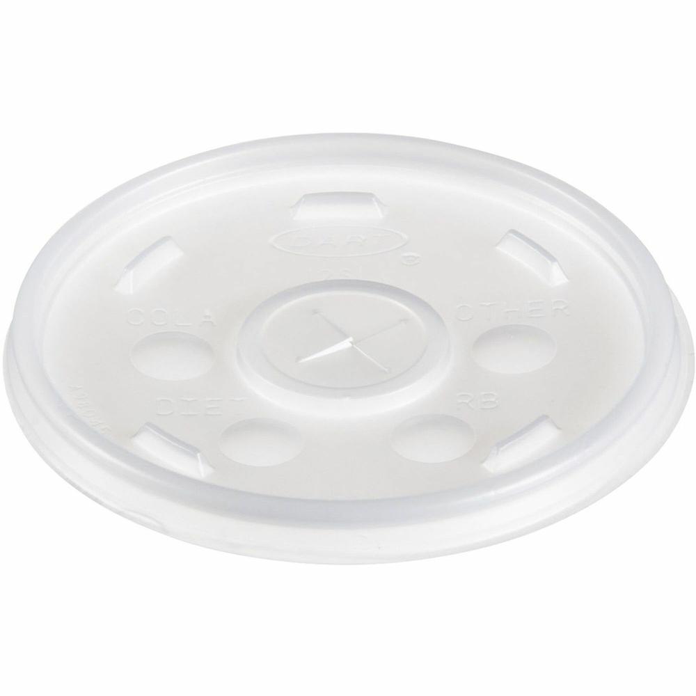 Dart Translucent Slotted Foam Cup Lids - Plastic - 1000 / Carton - Translucent. Picture 1
