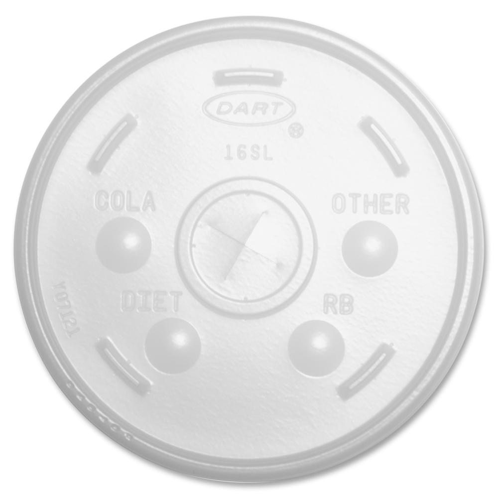 Dart Translucent Slotted Foam Cup Lids - Round - 100 / Pack - Translucent. Picture 1