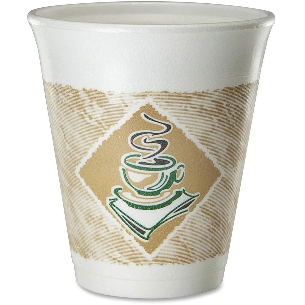 Dart 8 oz Cafe G Design Insulated Foam Cups - 25 / Pack - 40 / Carton - White, Brown, Green - Foam - Hot Drink, Cold Drink. Picture 1