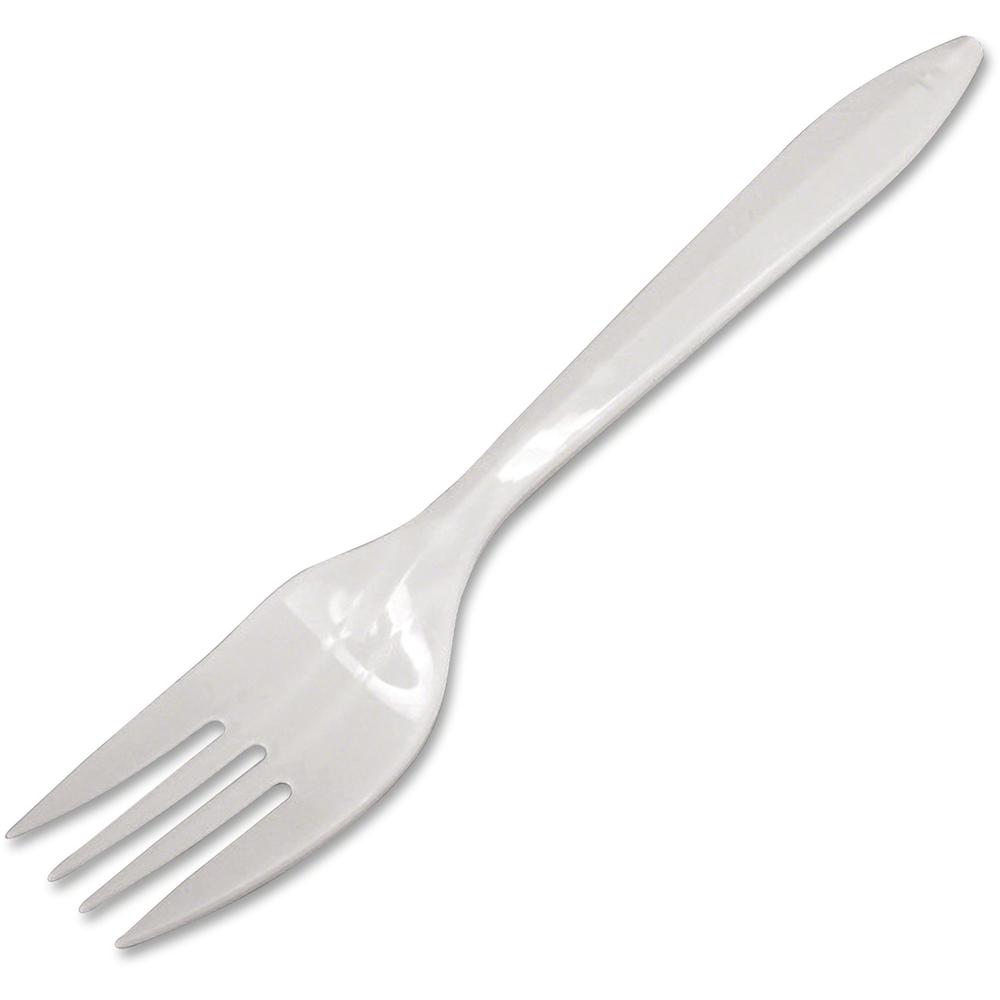 Dart Style Setter Medium-weight Plastic Cutlery - 1000/Carton - Fork - Disposable - Polypropylene - White. The main picture.