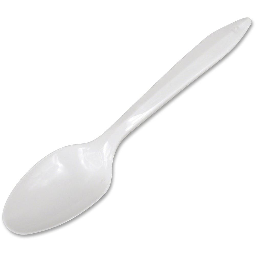 Dart Style Setter Medium-weight Plastic Cutlery - 1000/Carton - Teaspoon - Disposable - White. Picture 1
