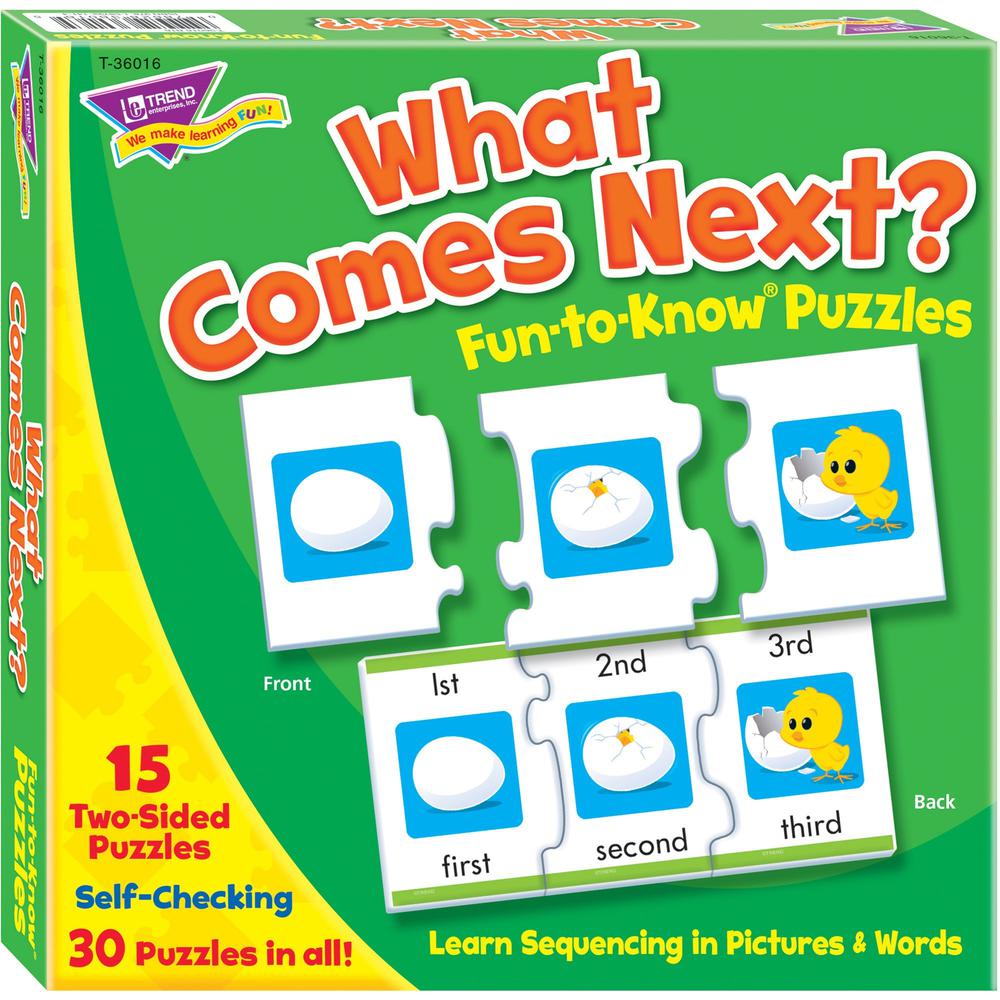 Trend What Comes Next Fun-to-know Puzzles - Theme/Subject: Fun, Learning - Skill Learning: Number, Sequencing, Word - 4 Year & Up - 45 Pieces. Picture 1