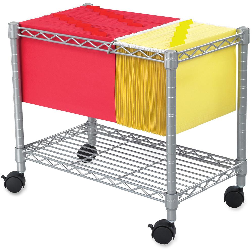 Safco 5201GR Wire Mobile File - 1 Shelf - 300 lb Capacity - 4 Casters - 2" Caster Size - Steel - x 14" Width x 24" Depth x 20.5" Height - Gray - 1 Each. Picture 1