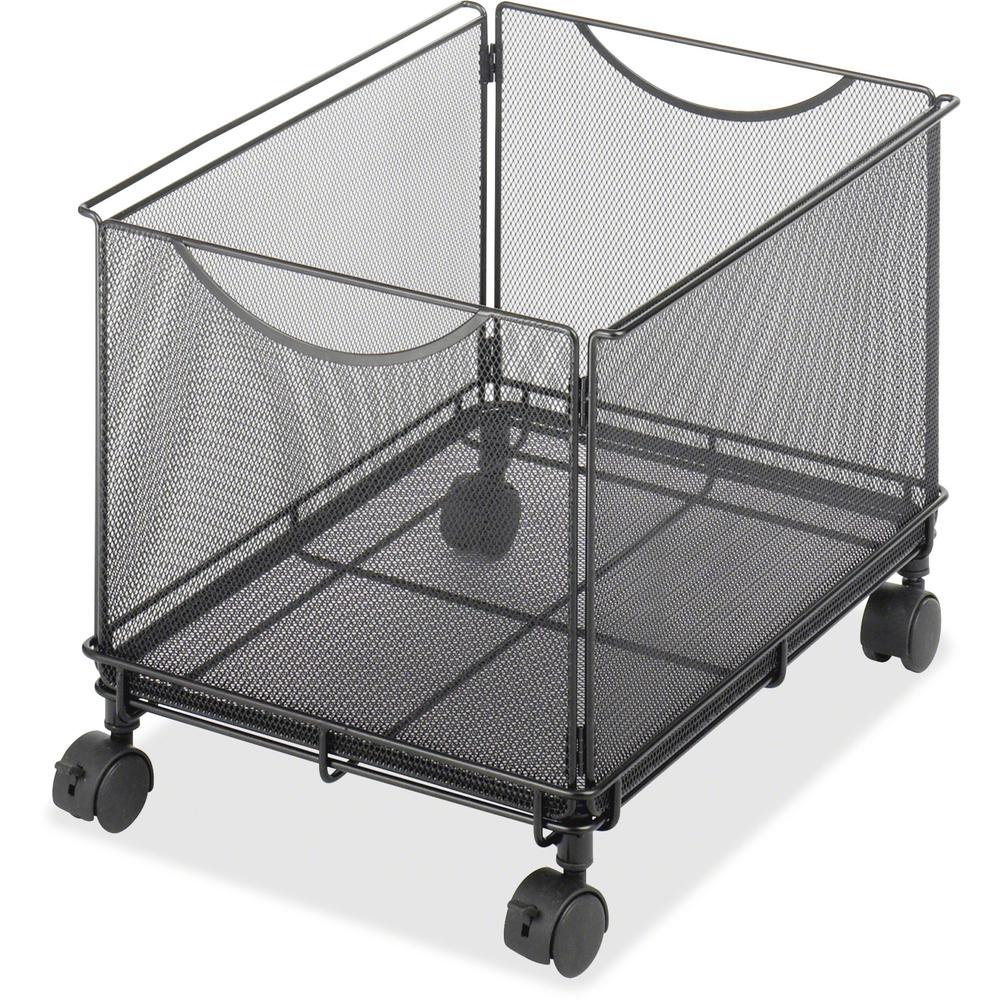 Safco Onyx 5211BL Mesh Rolling File Cube - 4 Casters - 1.50" Caster Size - Steel - x 13.5" Width x 16.8" Depth x 13" Height - Black - 1 Each. Picture 1