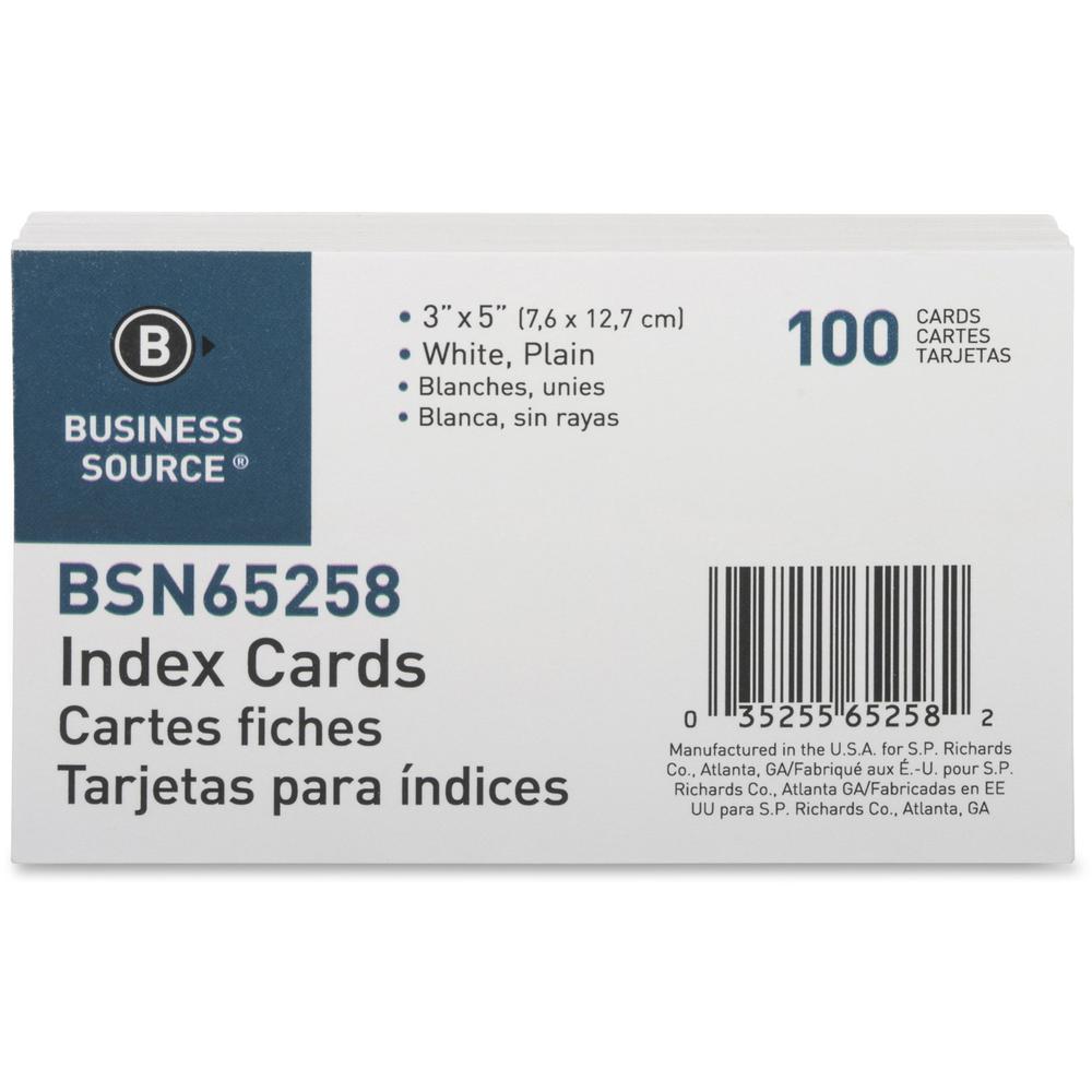 Business Source Plain Index Cards - 5" Width x 3" Length - 100 / Pack. Picture 1