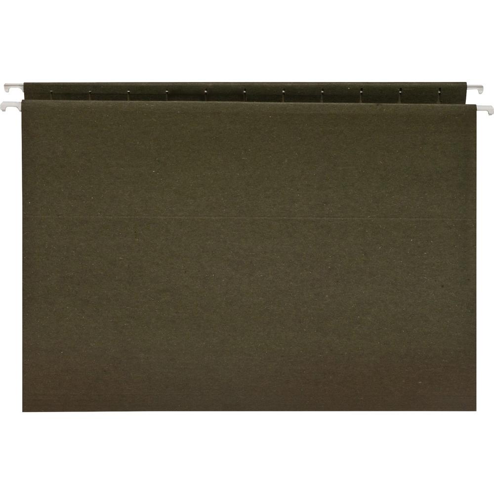 Business Source Letter Recycled Hanging Folder - 8 1/2" x 11" - Green - 100% Recycled - 25 / Box. Picture 1
