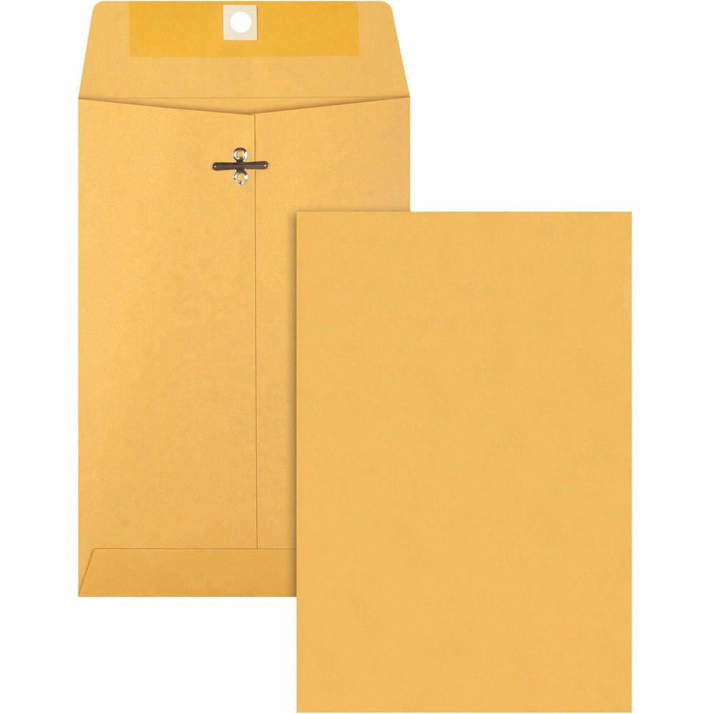 Business Source Heavy-duty Metal Clasp Envelopes - Clasp - #55 - 6" Width x 9" Length - 28 lb - Clasp - Kraft - 100 / Box - Kraft. Picture 1