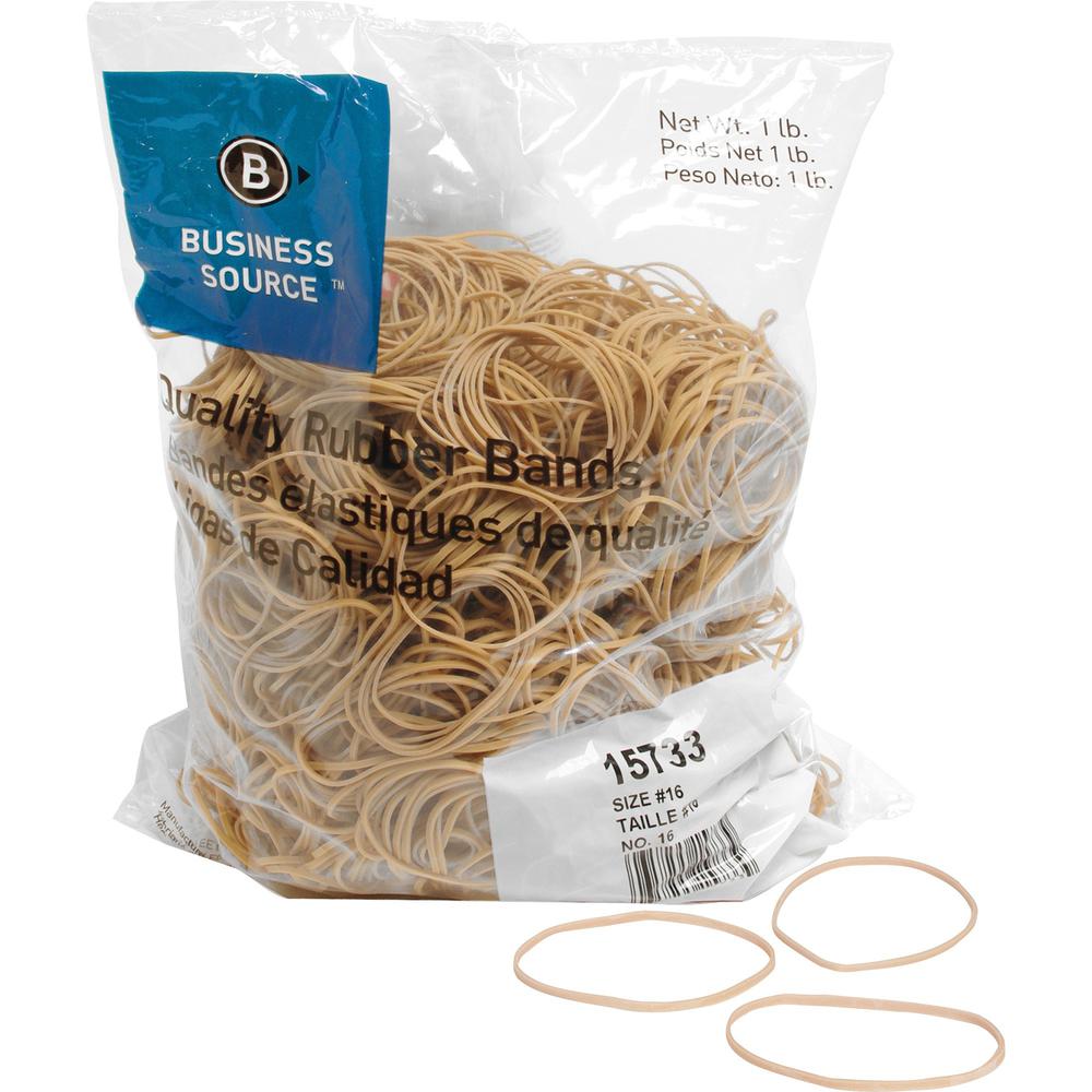 Business Source Quality Rubber Bands - Size: #16 - 2.5" Length x 0.1" Width - Sustainable - 1800 / Pack - Rubber - Crepe. Picture 1