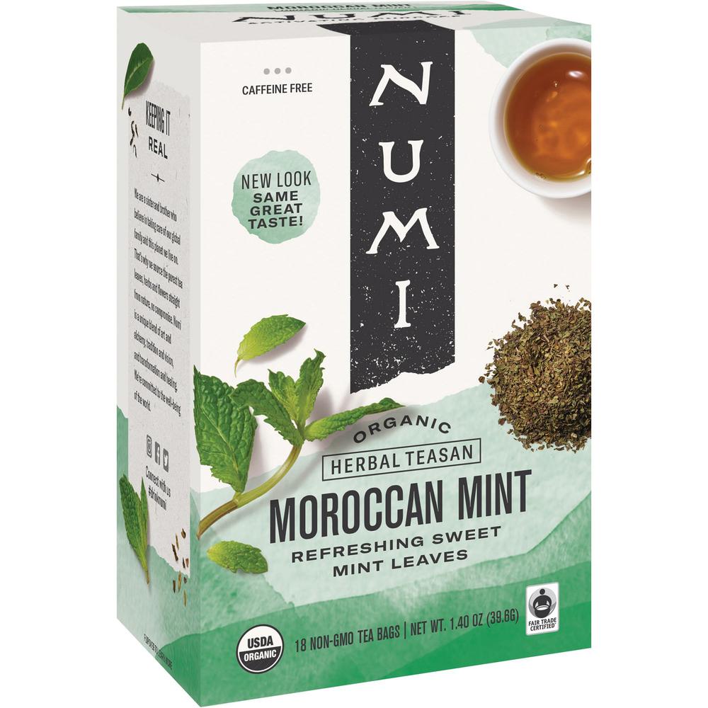 Numi Organic Morroccan Mint Herbal Tea Bag - 18 Teabag - 18 / Box. Picture 1