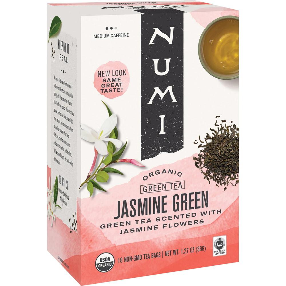 Numi Organic Jasmine Green Tea Bag - 18 Teabag - 18 / Box. Picture 1