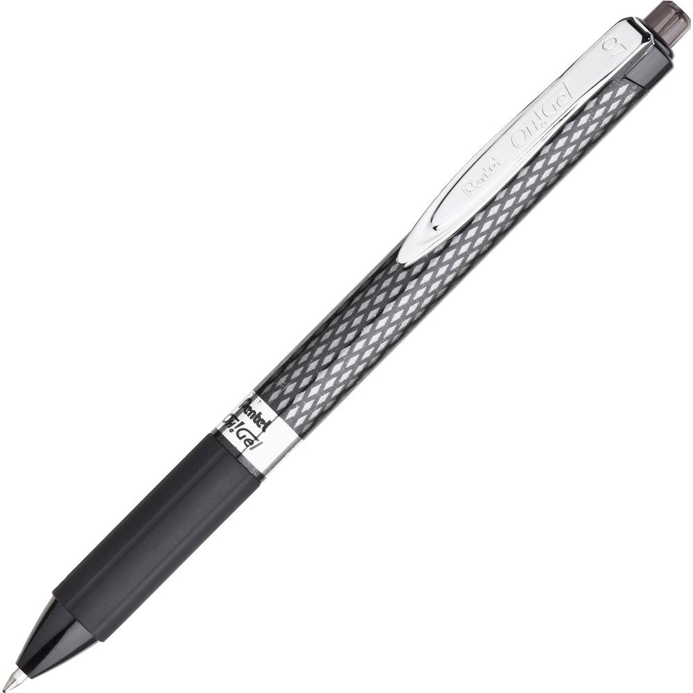 Pentel OH! Medium Point Gel Pens - Medium Pen Point - 0.7 mm Pen Point Size - Black Gel-based Ink - Carbon Fiber Barrel - 1 Dozen. Picture 1