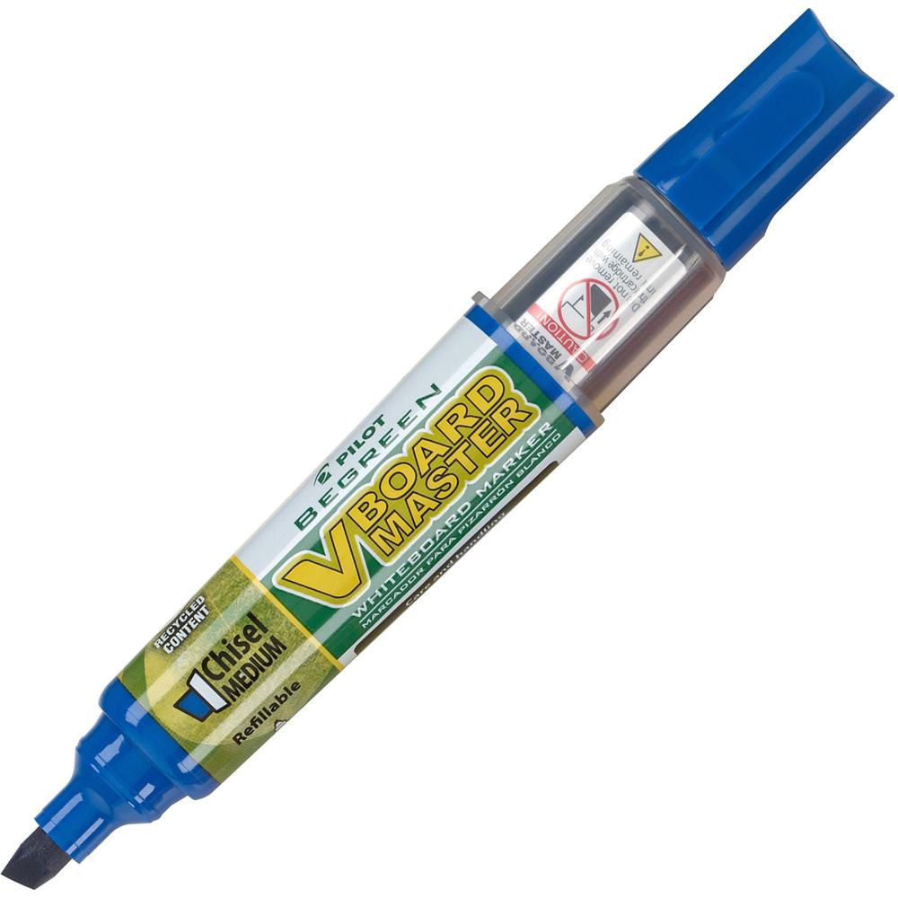Pilot BeGreen Refillable VBoard Dry-erase Marker - Broad Marker Point - Chisel Marker Point Style - Refillable - Blue - 12 / Box. The main picture.