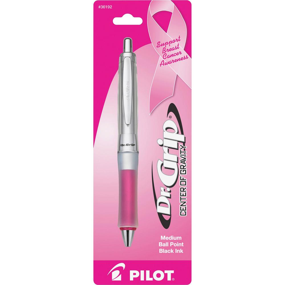 Pilot Dr. Grip Center of Gravity Pink BCA Pen - Medium Pen Point - 1 mm Pen Point Size - Refillable - Retractable - Black - Pink Barrel - 1 Each. Picture 1
