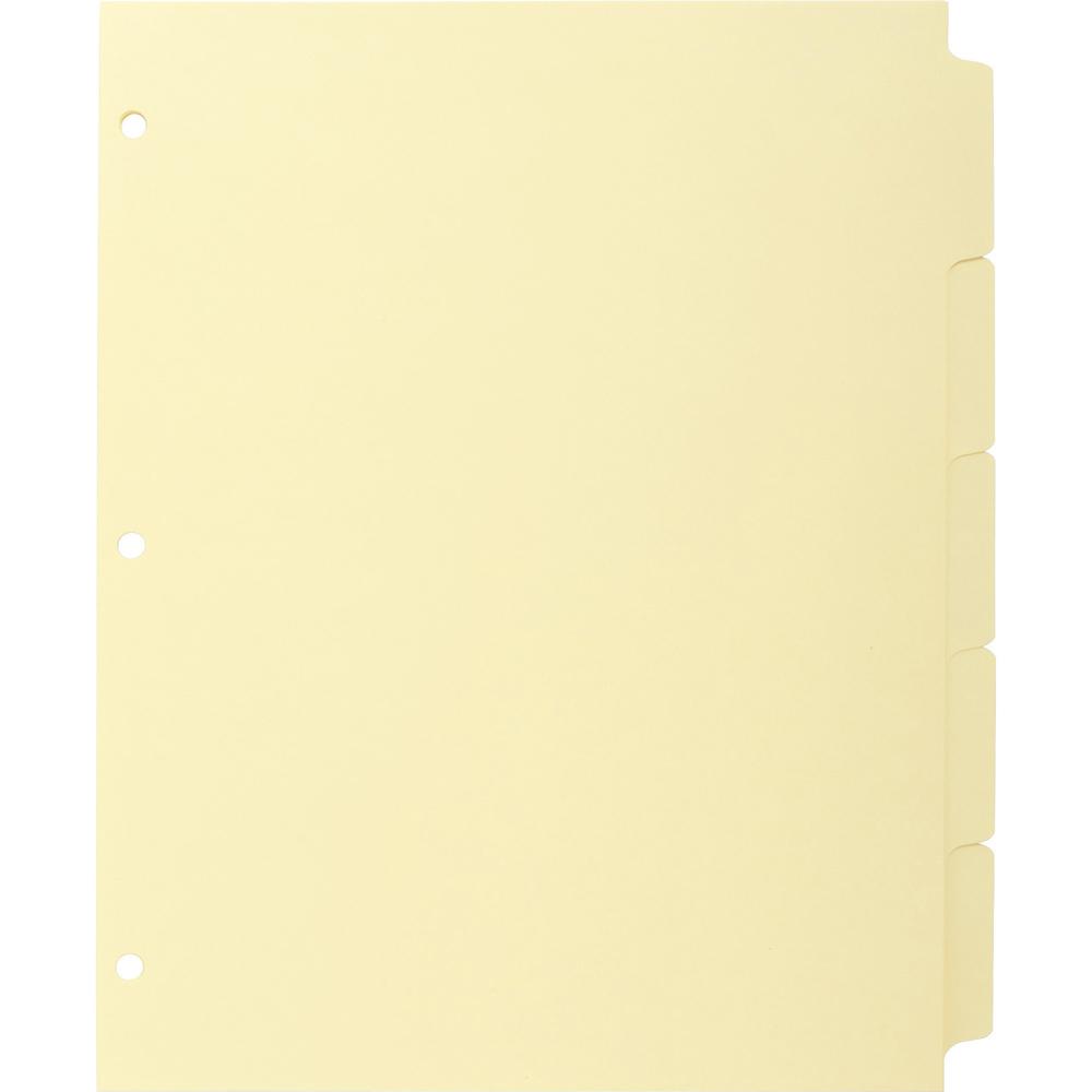Business Source Mylar-reinforced Plain Tab Indexes - 5 Write-on Tab(s) - 8.5" Divider Width x 11" Divider Length - Letter - 3 Hole Punched - Canary Tab(s) - Hole-punched, Mylar Reinforcement, Mylar Re. Picture 1