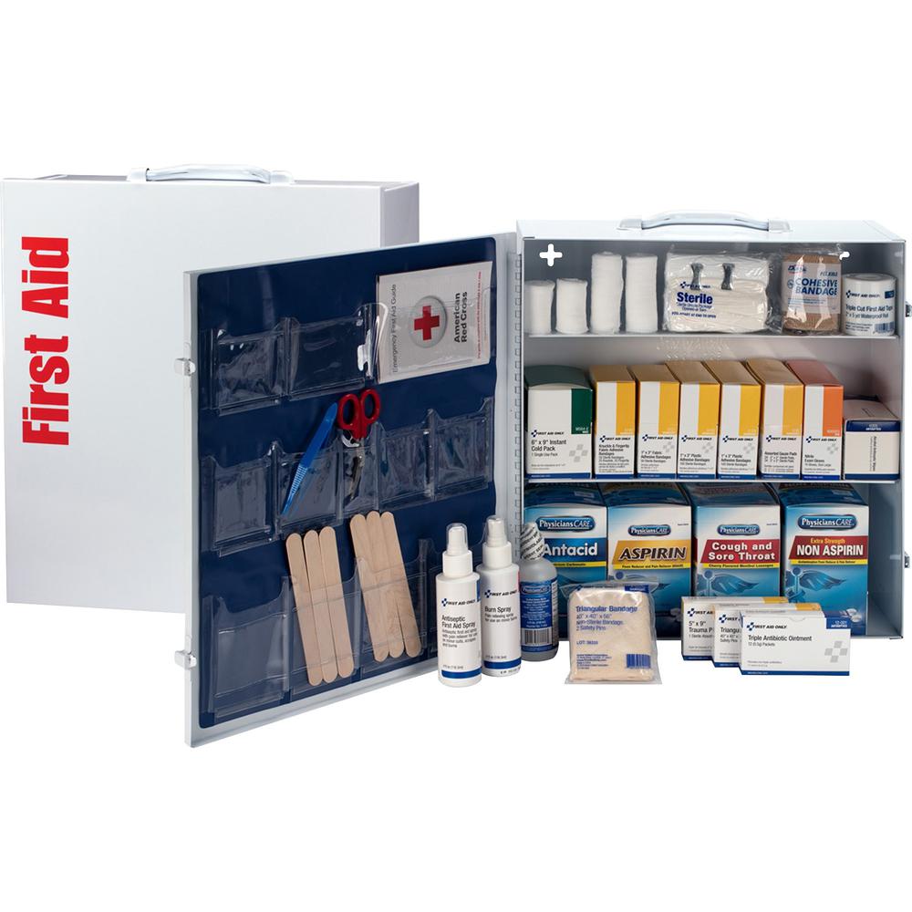 First Aid Only 3-shelf 100-person First Aid Kit - 1092 x Piece(s) For 100 x Individual(s) - 16.5" Height x 15" Width x 5.5" Depth - Metal Case - 1 Each. Picture 1