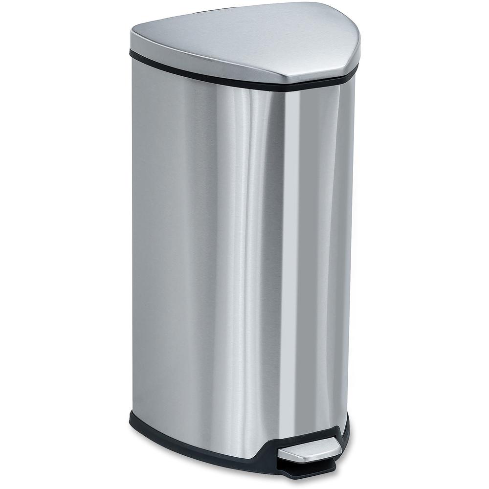 Safco Hands-free Step-on Stainless Receptacle - 7 gal Capacity - 21" Height x 14" Width x 14" Depth - Steel - Stainless Steel - 1 Each. Picture 1