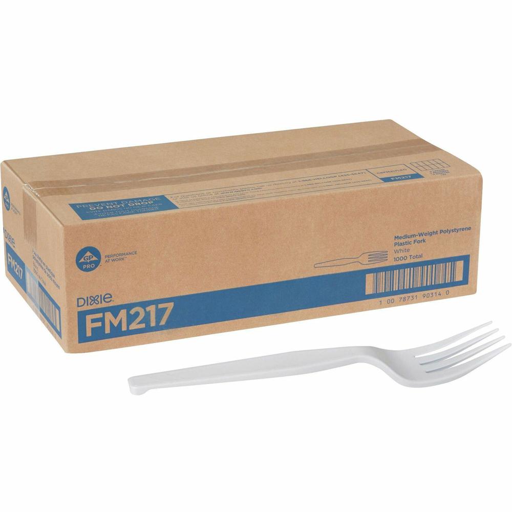 Dixie Medium-weight Disposable Forks Grab-N-Go by GP Pro - 1000/Carton - Plastic - White. The main picture.
