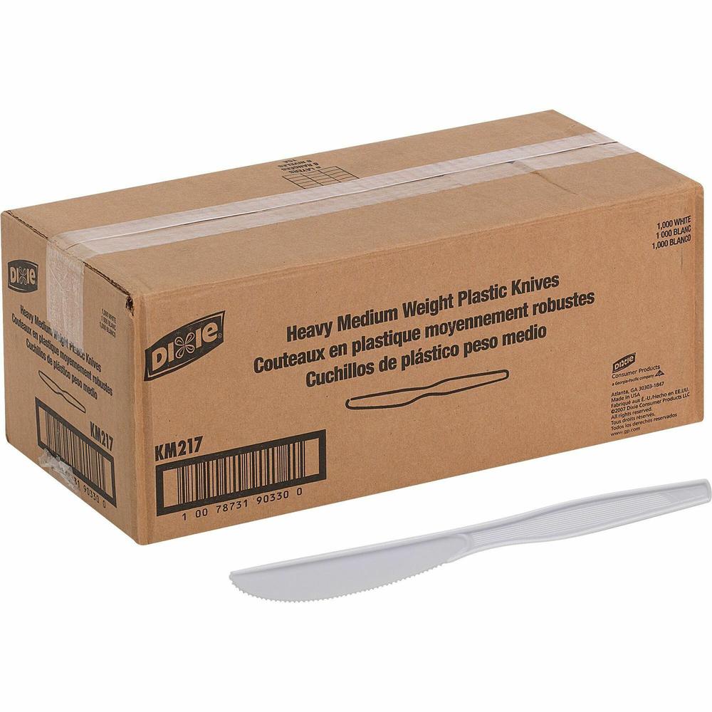 Dixie Medium-weight Disposable Knives by GP Pro - 1000/Carton - Utility Knife - 1 x Utility Knife - White. Picture 1