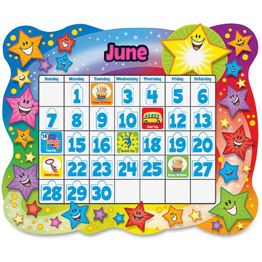 Trend Star Calendar Bulletin Board Set - Durable - 26" Height x 31.50" Width - Assorted - 1 / Set. Picture 1