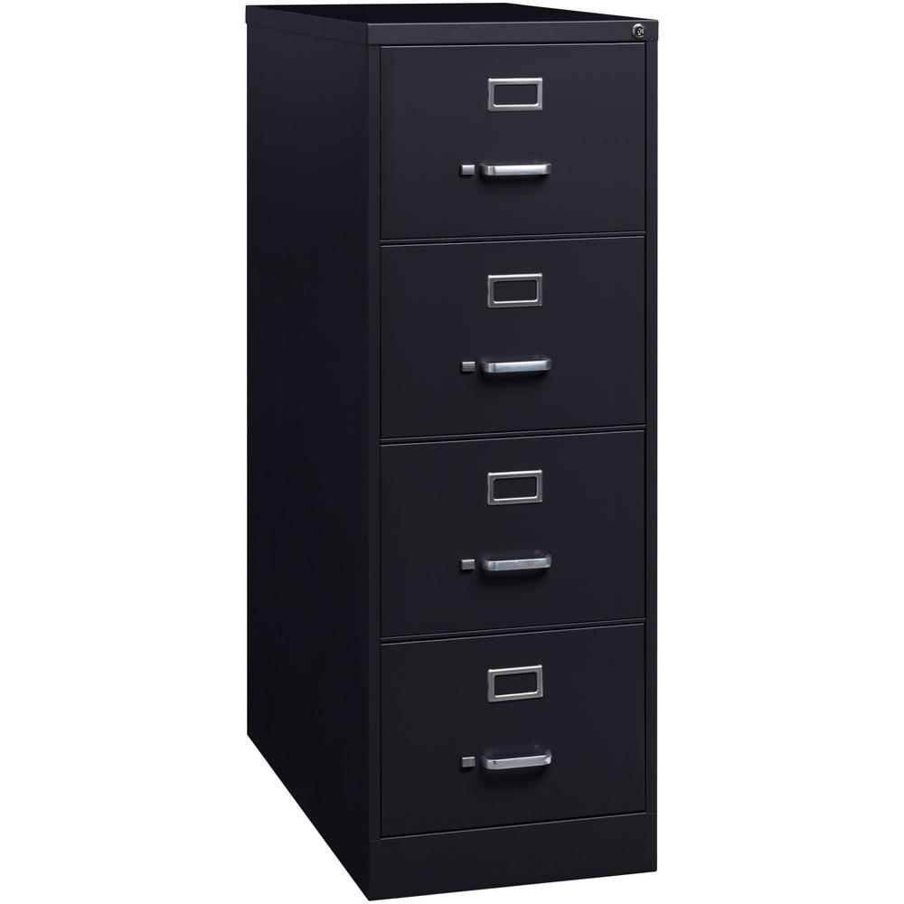 Lorell Fortress Series 26-1/2" Commercial-Grade Vertical File Cabinet - 18" x 26.5" x 52" - 4 x Drawer(s) for File - Legal - Vertical - Lockable, Ball-bearing Suspension, Heavy Duty - Black - Steel - . Picture 1