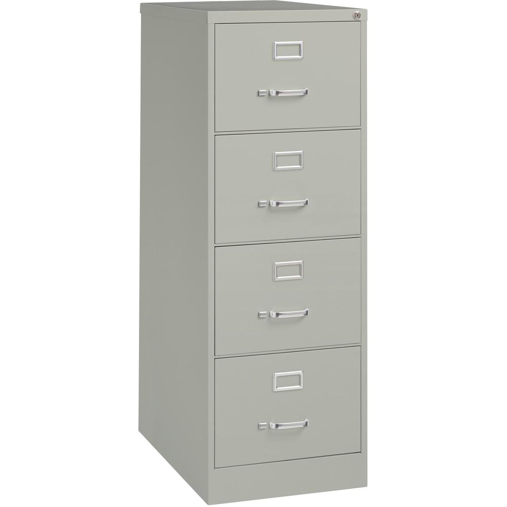 Lorell Fortress Series 26-1/2" Commercial-Grade Vertical File Cabinet - 18" x 26.5" x 52" - 4 x Drawer(s) for File - Legal - Vertical - Lockable, Ball-bearing Suspension, Heavy Duty - Light Gray - Ste. Picture 1