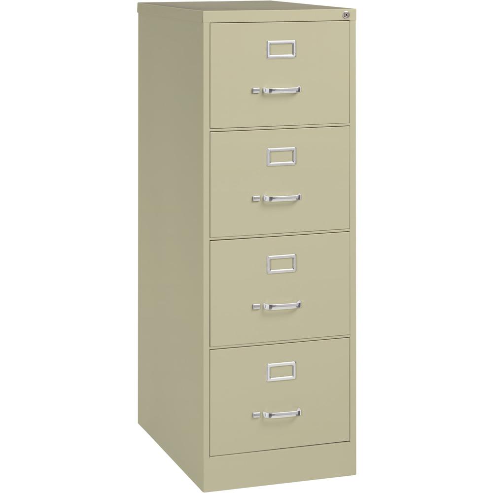 Lorell Fortress Series 26-1/2" Commercial-Grade Vertical File Cabinet - 18" x 26.5" x 52" - 4 x Drawer(s) for File - Legal - Vertical - Lockable, Ball-bearing Suspension, Heavy Duty - Putty - Steel - . Picture 1