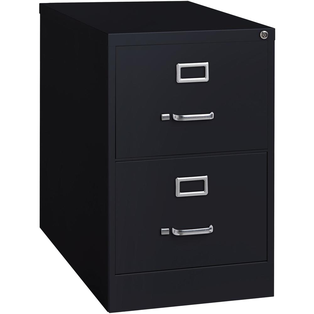 Lorell Fortress Series 26-1/2" Commercial-Grade Vertical File Cabinet - 18" x 26.5" x 28.4" - 2 x Drawer(s) for File - Legal - Vertical - Lockable, Ball-bearing Suspension, Heavy Duty - Black - Steel . Picture 1