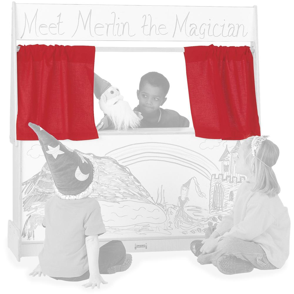 Jonti-Craft Imagination Station Curtains - Accessory For Puppet Stand - 1 Each - Red. Picture 1