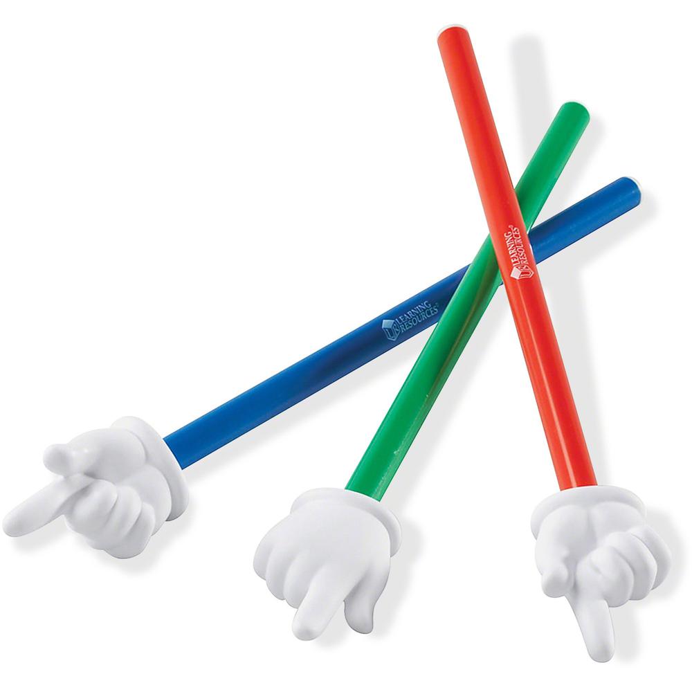 Learning Resources 15" 3-piece Hand Pointers Set - Skill Learning: Social Skills, Cognitive Process, Gross Motor, Life Skill, Thinking - 3 Year & Up - Blue, Red, Green. Picture 1