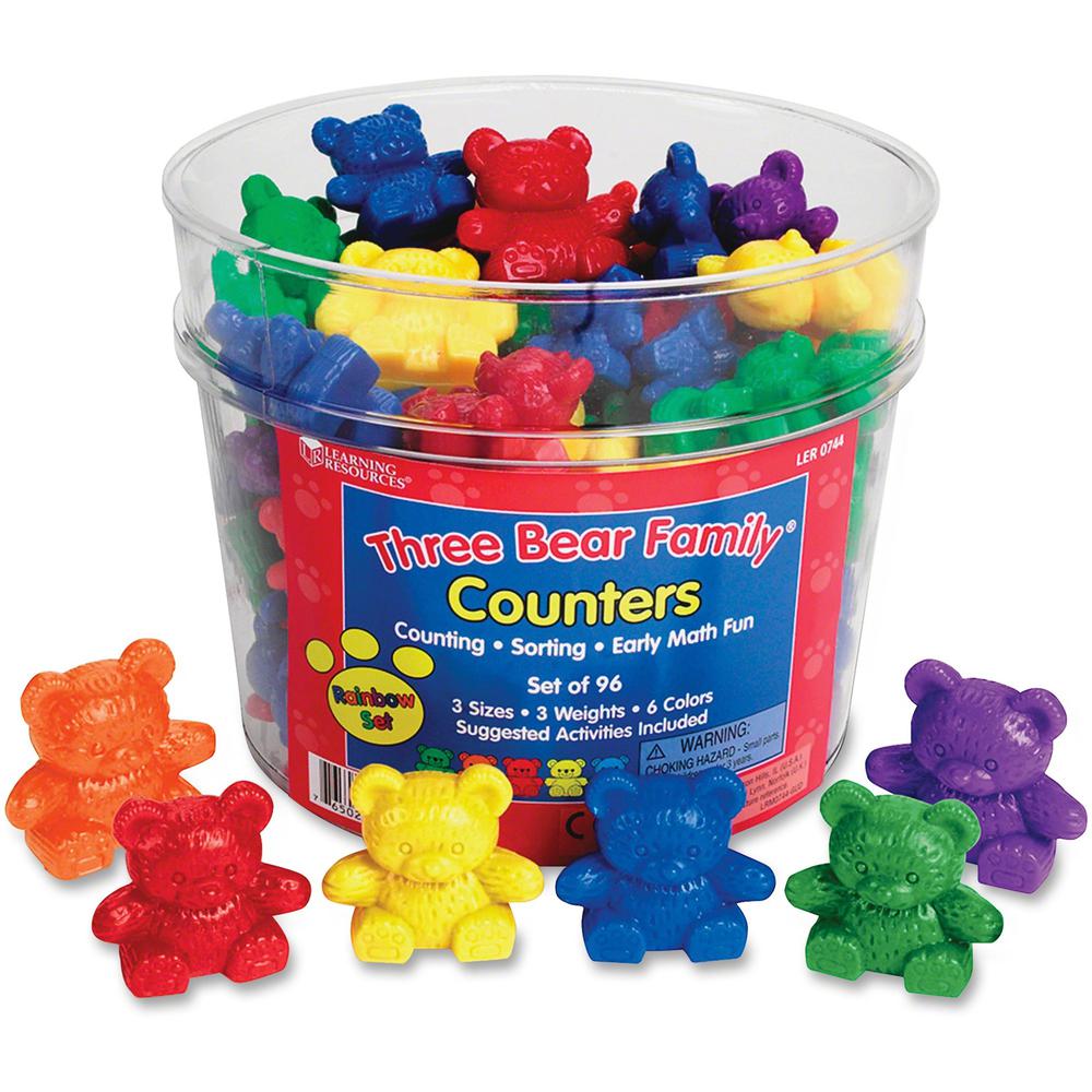 Three Bear Family Counters Set - Learning Theme/SubjectSkill Learning: Size Differentiation - 96 x Bear Shape - Assorted - Plastic - 96 / Set. Picture 1