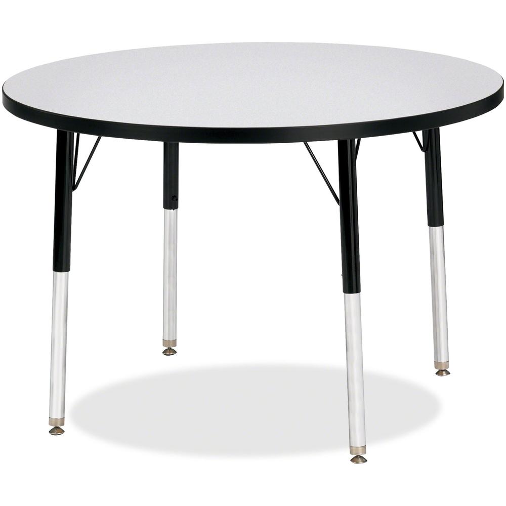 Jonti-Craft Berries Elementary Height Color Edge Round Table - Black Round, Laminated Top - Four Leg Base - 4 Legs - Adjustable Height - 24" to 31" Adjustment x 1.13" Table Top Thickness x 36" Table T. Picture 1