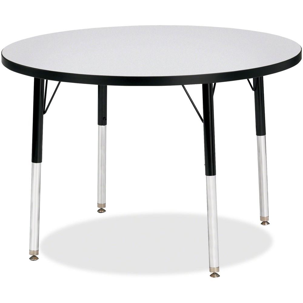 Jonti-Craft Berries Adult Height Color Edge Round Table - Black Round, Laminated Top - Four Leg Base - 4 Legs - Adjustable Height - 24" to 31" Adjustment x 1.13" Table Top Thickness x 36" Table Top Di. Picture 1